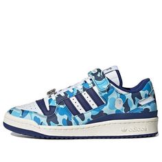 adidas BAPE x Forum Low 84 '30th Anniversary - Blue' ID4772 Blue Low-top Sneakers With Three Stripes, Blue Adidas Custom Sneakers, Custom Blue Adidas Sneakers With Logo, Blue Adidas Custom Sneakers For Streetwear, Blue Skate Shoes With Three Stripes And Round Toe, Blue Three Stripes Skate Shoes With Round Toe, Blue Adidas Custom Sneakers With Round Toe, Blue Custom Adidas Sneakers With Round Toe, Blue Sneakers With Three Stripes Branding