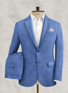 A superbly charming addition to your smart closet this season, opt for our Italian Linen Smoked Blue Suit. Crafted from pure linen, the versatile blue suit features a distinguished flair perfect for your most exclusive occasion. Look Includes Italian Linen Smoked Blue Fabric Two Button Jacket Style Notch Lapel Real Hor Green Tweed Suit, Custom Tailored Suits, Smart Closet, Royal Blue Suit, Black Velvet Jacket, Tweed Pants, Mens Attire, Classy Men, Checked Jacket