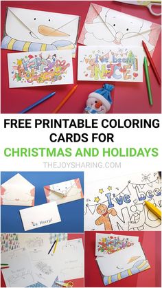 printable christmas cards for kids and adults with the text free printable coloring cards for holidays