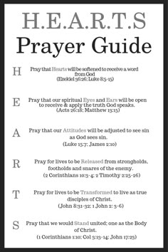 the heart's prayer guide is shown in black and white