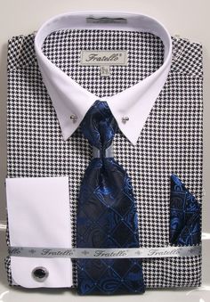 <p>Fratello Men's 100% Cotton French Cuff Dress Shirt Set - Varied Patterns w/ Collar Bar</p>
<p>Varied Patterns<br/>French Cuff Dress Shirt </p>
<p>Collar Bar<br/>Tie <br/>Hanky <br/>Cuff Links <br/>100% Cotton</p> Collar Bar Shirt, Bar Shirt, French Cuff Dress Shirts, Collar Bar, French Cuff, Cuff Links, Dress Shirts, Dress Shirt, Cufflinks