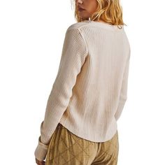 The Free People Colt Top is a fun, button-up henley that features a waffle knit with a lived-in look that we like. Casual Button-up Ribbed Sweater, Spring Casual Henley With Button Closure, Casual Spring Henley For Everyday Wear, Casual Waffle Knit Henley For Fall, Fall Ribbed Henley For Loungewear, Fall Waffle Knit Henley For Loungewear, Casual Winter Waffle Knit Henley, Casual Winter Waffle-knit Henley, Casual Ribbed Henley For Winter