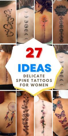 many different tattoos on the back of women