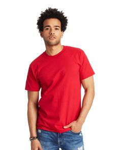 Unisex 6.1 oz., Beefy-T® T-Shirt - DEEP RED - S | Hanes Beefy-T-Shirt - Cotton T-Shirt in Deep Red Size Small Red T Shirts, Black Tears, Beefy Men, T Shorts, Blank T Shirts, Red T, Different Outfits, Basic Tee, Basic Tees