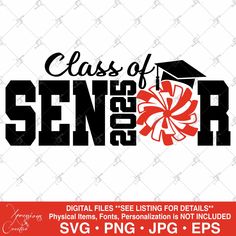 the class of 2009 senior svg file is shown in red and black with a graduation cap