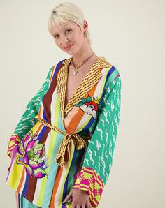 Me 369 Lucia Artisian Kimono Belted - Premium Kimono from Marina St Barth - Just $345! Shop now at Marina St Barth Multicolor Kimono With Tie Waist And Kimono Sleeves, Vibrant Spring Kimono With Vibrant Print, Multicolor Printed Long Sleeve Robe, Multicolor Long Sleeve Printed Robe, Spring Multicolor Kimono With Vibrant Print, Spring Long Sleeve Kimono With Vibrant Print, Spring Multicolor Vibrant Print Kimono, Spring Long-sleeve Belted Kimono, Spring Multicolor Printed Robe