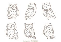 four owls sitting on top of each other in different poses, with their eyes closed