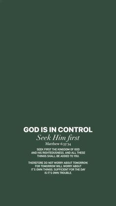 a green poster with the words god is in control