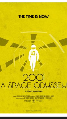 the time is now 2000 a space odyssey movie poster, with an image of a man walking through a tunnel