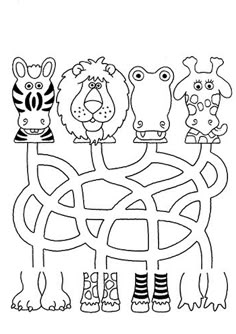 an animal maze is shown with the words labintto - animals selvagens