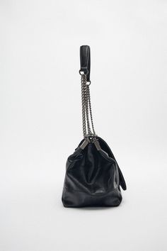 ROCK STYLE FLAP SHOULDER BAG - Black | ZARA United States Office Bags With Chain Strap And Double Handle, Leather Chain Strap Baguette Shoulder Bag, Leather Shoulder Baguette Bag With Chain Strap, Zara Crossbody Shoulder Bag For Travel, Zara Shoulder Bag With Detachable Strap For Travel, Zara Shoulder Bag With Adjustable Strap For Travel, Zara Crossbody Shoulder Bag With Removable Pouch, Leather Baguette Bag With Chain Strap, Satchel Shape, Classic Bag With Chain Strap And Double Handle