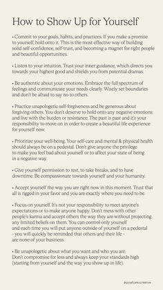 How to Show Up for Yourself - Simple Guide. Give the world the most beautiful gift you can offer - your unapologetic and authentic self. Only by truly committing to yourself can you begin your journey towards self-respect and personal fulfillment, and that will be reflected back to you through external experiences. #selflove #selfcare #mindfulliving #innerbeauty Committing To Yourself, How To Self Reflect, Commitment To Yourself, How To Be Your Authentic Self, How To Show Up For Yourself, How To Be Authentic, How To Heal Yourself, Showing Up For Yourself, Holistic Branding