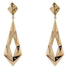 Discover unparalleled elegance with these meticulously crafted solid 18k gold earrings, designed to captivate with their original Origami Kite motif adorned with scattered natural diamonds. Each fold reflects the artistry and precision of expert craftsmanship, accentuated by the luxurious polish that enhances the beauty of the gold. A testament to refined taste and timeless style, these earrings seamlessly blend sophistication fashion, making them a statement piece for any occasion. Diamonds - . Luxury Gold Diamond Cut Earrings, Luxury Gold Diamond Earrings With Polished Finish, Yellow Gold Diamond Cut Earrings For Evening, Luxury Diamond-shaped Earrings, Luxury Gold Pierced Diamond Earrings, Luxury Gold Earrings With Diamond Cut, Formal Gold Plated Diamond Cut Diamond Earrings, Formal Gold-plated Diamond-cut Earrings, Luxury Gold Diamond Earrings With Single Cut