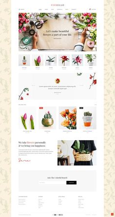 an image of a website page with flowers on the front and back pages, as well as