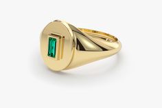 "Emerald Signet Ring in 14k Gold / Baguette Emerald Pinky Ring / Gold Pinky Ring Features *Made to Order. *Gold Kt: 14K *Custom Gold Color: Rose Gold, Yellow Gold, White Gold *Baguette Emerald: 1pcs 4.2x 2.3MM *Total CTW: 0.15ctw *Setting Type: Bezel *Width of Band: Graduates from 7.5MM to 2MM *Center Oval: 10.00mm x 8.5mm *Ready to Ship in 7-10 Business Days Be sure to hit \"favorite\" on the right so it remains on your favorites list and/ or add to your wish list(s). ▶ Want to find out more? C Luxury 14k Gold Emerald Ring Rectangular Shape, Luxury 14k Gold Rectangular Emerald Ring, Luxury 14k Gold Emerald Ring With Rectangular Shape, Modern Gold Emerald Baguette Cut Ring, Modern Yellow Gold Baguette-cut Emerald Ring, 14k Gold Baguette Cut Signet Ring For Formal Occasions, Formal 14k Gold Baguette Cut Signet Ring, Formal 14k Gold Baguette Cut Emerald Ring, Formal Baguette Cut Emerald Ring In 14k Gold