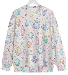 Cute Pastel Crystal Sweatshirt - Etsy Cute Pastel, Kawaii Fashion, Pastel, Crystals, Kawaii