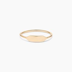 14k gold slim stacking ring. Customize with initials, a special date, name or word with sentimental meaning—up to 10 characters. ENGRAVING IS DONE IN ALL CAPITALIZED HELVETICA FONT