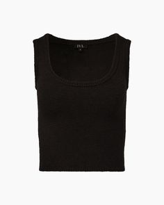 Jet Black Knit Scoop Neck Crop Top, Seamless Cropped Knit Top, Textured Knit Crew Neck Crop Top, Chic Textured Knit Crew Neck Tank Top, Casual Textured Knit Top With Scoop Neck, Chic Scoop Neck Tank Top For Fall, Trendy Scoop Neck Tank Top For Fall, Fall Trendy Scoop Neck Tank Top, Fine Knit Scoop Neck Top