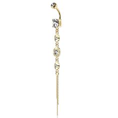 PRICES MAY VARY. STYLE: CZ Centered Crystal Drop Chain Dangling Belly Button Ring MATERIAL: 316L stainless steel, brass, cubic zirconia crystals, and plated with rhodium or 14kt gold as applicable GAUGE/BAR THICKNESS: 14GA (1.6mm) BARBELL LENGTH: 3/8" (10mm) Belly Button Piercing Jewelry, Belly Jewelry, Body Jewelry Piercing, Belly Button Ring, Belly Button Piercing, Button Ring, Crystal Drop, Belly Rings, 14kt Gold