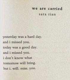 an open book with the words we are carried by sara rain on it's page