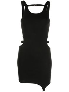 black cut-out detailing decorative buckle detailing sleeveless round neck asymmetric hem Asymmetrical Hem Cutout Party Dress, Heliot Emil Dress, Fitted Asymmetrical Midi Dress With Cutout, Edgy Black Dress With Asymmetrical Hem, Asymmetrical Bodycon Cutout Dress, Asymmetrical Black Cutout Dresses, Heliot Emil, Belly Tattoos, Asymmetric Dress