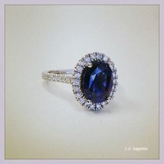 Pave Accented Oval Blue Sapphire Halo - deBebians Open Gallery, Gallery Frame, Halo Engagement Ring, Halo Engagement, Side View, Vintage Engagement Rings, 14kt Gold, Pave Diamonds, Blue Sapphire