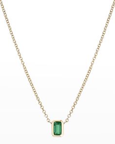 Zoe Lev Jewelry necklace Necklace length: approx. 16-18 inches 14-karat yellow gold and emerald Adjustable length Spring ring clasp Emerald total carat weight: 0.30 Made in USA Formal Baguette Cut Emerald Necklace, Formal Fine Jewelry Emerald Necklace With Baguette Cut, Formal Fine Jewelry Baguette Cut Emerald Necklace, Formal Baguette Cut Emerald Necklace In Fine Jewelry Style, Green Emerald Baguette Cut Necklace, Classic Green Emerald Necklace In 14k Gold, Timeless 14k Gold Emerald-cut Necklace, Classic 14k Gold Necklace With Emerald Cut, Formal Emerald Baguette Cut Necklace