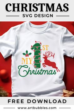 a t - shirt with the words 1st christmas and reindeer on it