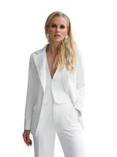 Three-piece pantsuit for women: straight leg pants with high rise, buttoned vest and lined blazer with satin lapel collar Please note suit measurements  Pants length inseam is 35.4 inches or 90 cm Pants length from waist 44 inches or 112 cm Sleeve length 24.4 inches or 62 cm Blazer length along the back 25 1/2 inches or 65 cm Vest length along the back 17.7 inches or 45 cm Our Women's Blazer Trouser Suit for office, business meetings, formal events and special occasions. Always trendy, classic a Elegant Spring Career Pants, Chic Career Suits With Notch Lapel, Chic Notched Suit For Career, Chic Notched Career Suit, Elegant Summer Suits For Business Casual, Chic Spring Suits For Career, Chic Career Pantsuit With Lapel Collar, Spring Slim Fit Suits For Office, Elegant Summer Business Casual Suits