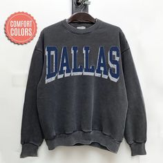 "comfort colors Dallas Football sweatshirt, Dallas Football Shirt, Dallas Football Gift, Dallas Sunday Football -Please check Color and Size Charts before placing the order. You can find them in the listing's photos (Depending on what device you are viewing this listing colors may vary slightly). -Returns and exchanges are accepted only if there are defects \"No Extra Costs\" We create custom t-shirts with great designs for everyone's liking. If you don't find the size or color you would like, please message us and we will be happy to  accommodate! comfort colors Dallas Football sweatshirt, Dallas Football Shirt, Dallas Football Gift, Dallas Sunday Football PRODUCT Sweatshirt Comfort Colors® 1566     80% ring-spun cotton, 20% polyester     Medium-heavy fabric (9.5 oz /yd² (322.1 g/m     Re Team-colored Sweatshirt For Football Season, Blue Crew Neck T-shirt For Football Season, Team-colored Graphic Print Sweatshirt For Football Season, Dallas Cowboys Sweatshirt, Vintage Dallas Cowboys Sweatshirts, Hockey Sweater, Football Sweater, Hockey Sweatshirts, Football Sunday