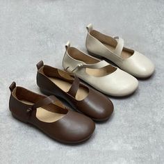 Elegant Flats, Summer Retro, Casual Flat Shoes, Leather Flat Shoes, Barefoot Shoes, Comfortable Flats, Round Toe Heels, Casual Flats, Leather Style