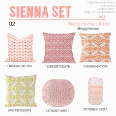 some pillows and other items are shown in this ad for the new home decor line