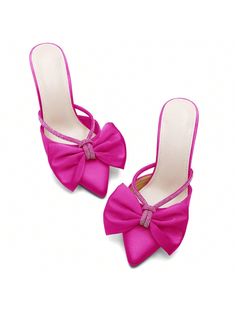 TINSTREE Womens Bow Heels Mules Pointed Closed Toe Sandals Rhinestone Satin Backless Wedding Shoes Hot Pink Elegant,Glamorous        Women Shoes, size features are:Bust: ,Length: ,Sleeve Length: Glamorous Women, Closed Toe Sandals, Backless Wedding, Bow Heels, Toe Sandals, Women's Pumps, Wedding Shoes, Heeled Mules, All Fashion