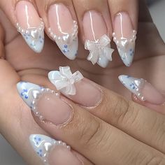 Short Almond, Fake Nails With Glue, Really Cute Nails, Nail Charms, Nail Art Hacks, Cute Nail Designs, False Nail