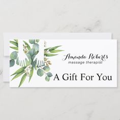 Botanical Massage Therapy Spa Gift Certificates. Massage Gift Card, Massage Gift Certificate, Play Therapy Room, Spa Massage Room, Spa Gift Certificate, Spa Business Cards, Massage Logo, Massage Therapy Business, Massage Business