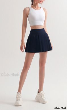 Olivia Mark - Sporty Tennis Skirt with Secure Side Pockets and Pleated Design Cute Tennis Skirt Outfits, Cute Tennis Skirt, Athleisure Skirt, Tennis Skirt Outfits, Sports Skirt, Tennis Whites, Athletic Skirt, Uniform Pants, Long Bodycon Dress