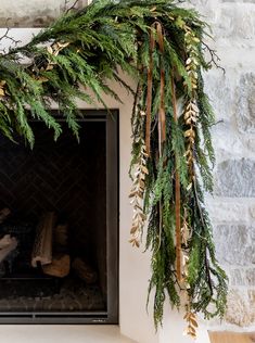 Faux 6' Cedar Twig Garland – House of Jade Home Winter Fall Decor, Mantle Piece Christmas Decorations, Christmas Mantel Garland Michaels Stores, Christmas Mantle Garland One Side, Decorated Christmas Garland, Ribbon Styles On Christmas Trees, Mantel Garland Christmas Diy, Natural Garland Christmas, Elegant Christmas Mantle Decor Ideas