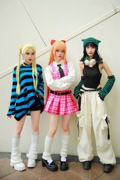 Bubbles Powerpuff Cosplay, Trio Cosplay, Powerpuff Girls Cosplay, Powerpuff Cosplay, Power Puff Costume, Super Nana, Matching Halloween Costumes, Character Cosplay, Trio Halloween Costumes