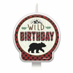 a birthday candle with a bear on it