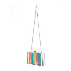 Add a touch of playfulness with this stripe print bag that is clear and includes a removable crossbody chain for versatile styling. Features: Pocket, Removable StrapsClosure Type: Top Frame ClosurePockets: 1 Inside Slip PocketMetal Color: Gold ToneMeasurements: 2 Depth/Inches, 4 Height/InchesHandle Drop Length: 18 InchesMax Strap Drop Length: 18 InchesBase Material: 100% AcrylicLining Material: SyntheticCare: Spot CleanCountry of Origin: Imported Rainbow Rectangular Bag For Parties, Trendy Rainbow Rectangular Bag, Trendy Rainbow Rectangular Bags, Rainbow Rectangular Party Bag, Clear Box, Synthetic Fabric, Printed Bags, Stripe Print, Evening Bags