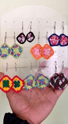 Crochet granny square earrings made with silver backs and made with love! About an inch wide and an inch in length. Styles range fro Fourth of July, Rasta and different color variations!  All sales are final, unless damaged through transit and returned. Multicolor Rectangular Earrings As A Gift, Handmade Square Red Jewelry, Square Multicolor Earrings For Gift, Multicolor Rectangular Earrings For Gifts, Multicolor Square Jewelry For Gifts, Multicolor Square Jewelry Gift, Nickel-free Multicolor Rectangular Earrings, Bohemian Multicolor Rectangular Earrings, Bohemian Square Multicolor Jewelry