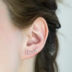 Bridesmaid Gift Ideas That They Will Really Use – KorraShay.com Earrings Name, Trendy Stud Earrings, Black Diamond Earrings Studs, Handwriting Jewelry, Black Diamond Earrings, Name Earrings, Gold Filled Earrings, Gift Ideas For Her