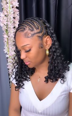 Sideway Braid Hairstyles, Heavenly King Hairstyle, Graduation Hairstyles With Braids, Large Braided Ponytail, Short Braided Hairstyle Women, Half Straight Back Half Box Braids, Fulani Bob Braids, Straight Back Feed In Braids With Curls, Updo Braided Hairstyles For Black Women