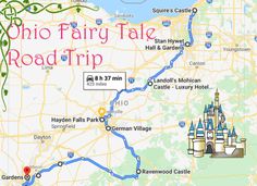 a map shows the location of disneyland world's fairy tale road trip, as well as its locations