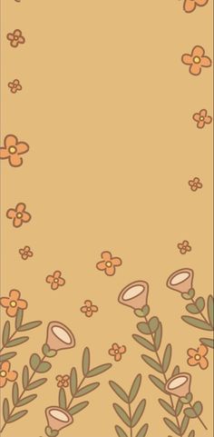 an image of flowers and leaves on a beige background