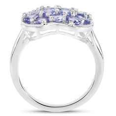 "Tanzanite Ring, Real Tanzanite Cluster Ring in .925 Sterling Silver with Rhodium Plating, for Women, December Birthstone Olivia Leone Jewelry Flaunt yourself with this tanzanite cluster ring. The natural gemstones have a combined weight of 2.72 carats and are set in .925 sterling silver with rhodium plating. The soft violet hue of this ring adds a pop of color to any look! The understated design and vibrant stones makes this ring perfect for every occasion. Product Details: Metal: .925 Sterling Oval Sterling Silver Cluster Ring With Polished Finish, Oval Tanzanite Birthstone Promise Ring, Tanzanite Oval Birthstone Promise Ring, White Gold Tanzanite Round Birthstone Ring, Oval Multi-stone Sterling Silver Diamond Ring, Oval Tanzanite Rings Fine Jewelry, Multi-stone Tanzanite Ring, Tanzanite Multi-stone Round Cut Rings, Oval Tanzanite Multi-stone Ring