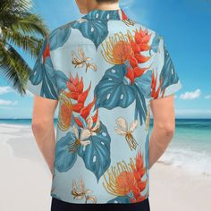 Immerse yourself in the laid-back vibes of the tropics with our Hawaiian Shirt for Men – a perfect blend of style and comfort for your Spring and Summer wardrobe. This Blue Hawaiian Shirt boasts a light blue leaf print combined with a vibrant tropical red floral pattern print, creating a refreshing and eye-catching design.Crafted from 100% polyester, this Hawaiian Top ensures a comfortable fit for all-day wear. The absence of a pocket adds to the sleek and modern aesthetic, making it an ideal choice for casual outings, vacations, or leisurely strolls on warm days.Make a style statement with this Floral Hawaiian Shirt, perfect for pairing with shorts or jeans. Whether you're planning a beach vacation or simply want to infuse your wardrobe with a touch of the tropics, this Blue Red Tropical Hawaiian Top, Blue Hawaiian Shirt, 1940s Fashion Dresses, Vintage Inspired Shoes, Floral Pattern Print, Vintage Style Hat, Red Floral Pattern, Tropical Shirt, Floral Hawaiian Shirt