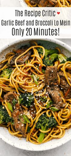 the recipe for garlic beef and broccoli lo mein is only 20 minutes