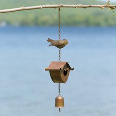 Happy Gardens - Bird, Birdhouse and Bell Hanging Ornament Unique Garden Decor, Unique Gardens, Dad Quotes, Birdhouse, Bird Lovers, Bird Houses, Hanging Ornaments, Outdoor Space, How Many