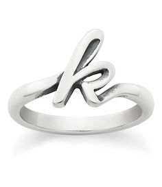 From James Avery&#x2C; this ring features:Our script initial rings are a lovely way to tell your story with flourishing handwritten letters and endless styling and stacking opportunities from A to Z.Crafted in beautiful sterling silverapprox. 0.25" wideMade in the USA. James Avery Initial Ring, Barbie Ring, Xoxo Jewelry, Initial Rings, James Avery Rings, K Ring, Diy Beaded Rings, Script Initial, James Avery Jewelry